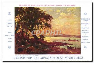 Old Postcard Boat Company Messageries Maritimes Sunset on Lake Victoria Nyanz...