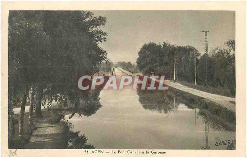 Old Postcard Agen Canal Bridge over the Garonne