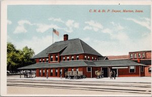 Marion Iowa C.M. & St. P Depot Railway Station Unused Postcard H33