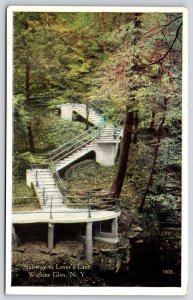 Stairway To Lover's Lane Watkins Glen New York NY Trees Attractions Postcard