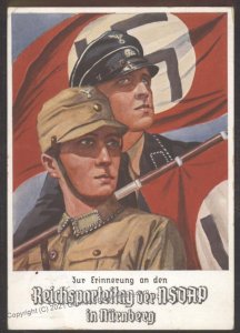 3rd Reich Germany Reichsparteitag Propaganda Card SS and SA Man Rally USE 103094