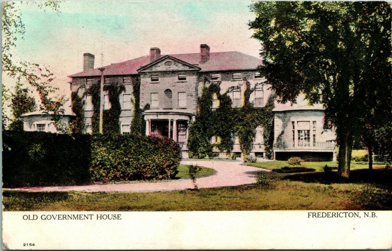 Vtg Postcard c 1908 Fredericton NB Canada Old Government House Canada