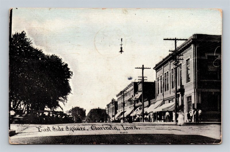 c1912 East Side Square Clarinda Iowa IA Postcard