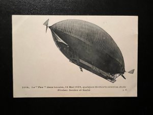 Mint France RPPC Zeppelin Postcard Le Pax Rose Too Soon Exploded Over Paris