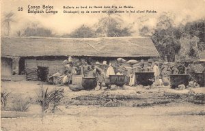 Belgian Congo 1911 Oil mill on the riverbank on Mateba Island postcard B984