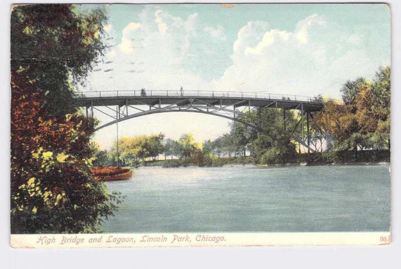 PPC  POSTCARD ILLINOIS CHICAGO LINCOLN PARK HIGH BRIDGE AND LAGOON