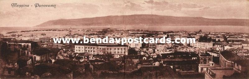 italy, MESSINA, Sicily, Double Panorama 2x Postcard (1910s)