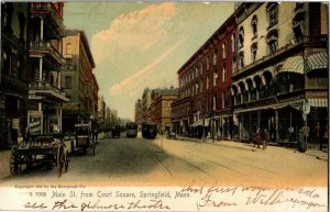 Main Street from Court Square, Springfield MA Undivided Back c1905 Postcard I30