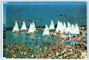 TEL AVIV, ISRAEL ~ Birdseye View YACHTING Beach Scene 1978 ~ 4x6 Postcard