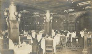 c1907 RPPC Postcard Stratford Hotel Dutch Room Restaurant Interior Chicago IL