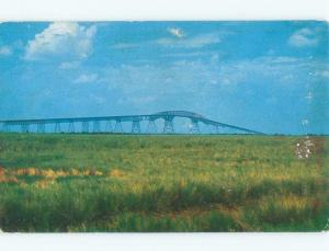 Pre-1980 BRIDGE SCENE Between Orange & Port Arthur Texas TX d4515