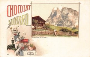 Advertising Chocolat Suchard Switzerland Wetterhorn Grindelwald postcard B977