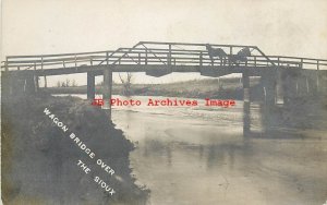 Unknown Location, RPPC, Wagon Bridge over Sioux River, Iowa-South Dakota
