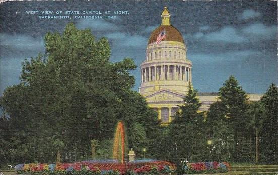 West View Of State Capitol At Night Sacramento California