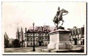 Old Postcard Caen Statue of Duguesclin and men in Abbey