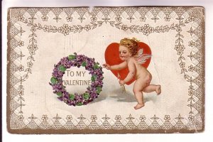 To My Valentine, Cupid with Arrow, Valentine, Used 1914