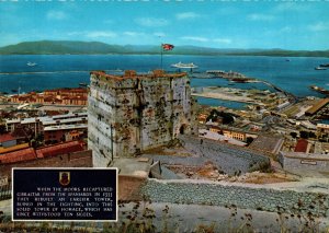 VINTAGE POSTCARD CONTINENTAL SIZE VIEW OF THE MOORISH CASTLE AT GIBRALTAR