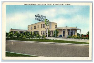 c1940's Sea Side Lodge On Florida South St. Augustine Florida FL Trees Postcard