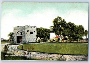 1910 Winnipeg Manitoba Canada Postcard Fort Garry Gate Club Exterior View Field