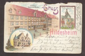 1900 GRUSS AUS HILDESHEIM GASTHAUS GERMANY VINTAGE POSTCARD