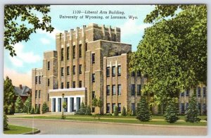 UNIVERSITY OF WYOMING LIBERAL ARTS BUILDING LARAMIE WY VINTAGE LINEN POSTCARD