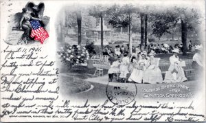 Postcard Patriotic NY Saratoga Springs - Congress Spring Park Arthur Livingston