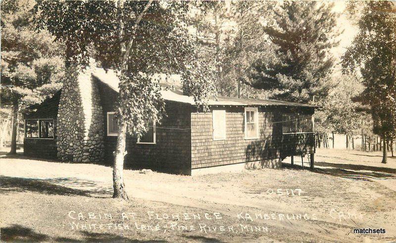 1946 Cabin Florence Kamberling Pine River Minnesota RPPC real photo 9212 