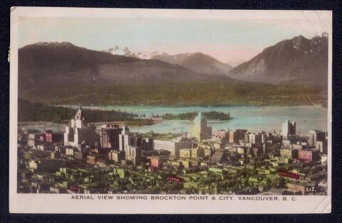 1937 Canada Sc #233 Postcard Vancouver BC To Sweden Aerial View Brockto...