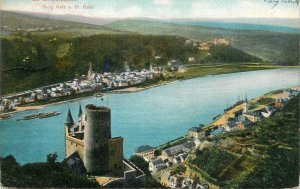 Germany navigation themed postcard Katz Castle barges