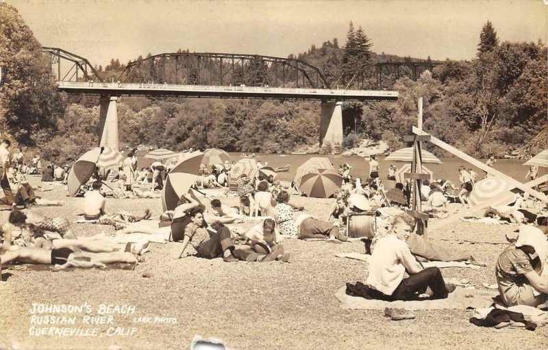 RPPC JOHNSON'S BEACH Russian River Guerneville, CA 1942 Vintage Postcard