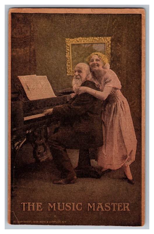 c1911 Postcard The Music Master Vintage Standard View Romantic Card 
