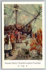 Governor Shirley's Expedition Against Louisburg  Boston Massachusetts Postcard