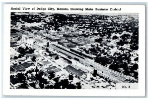 c1960's Aerial View Showing Main Business District Dodge City Kansas KS Postcard