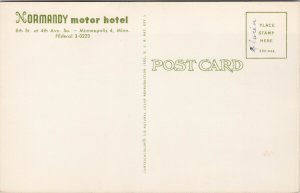 Normandy Motor Hotel Minneapolis MN Multiview Interior Unused Postcard E89