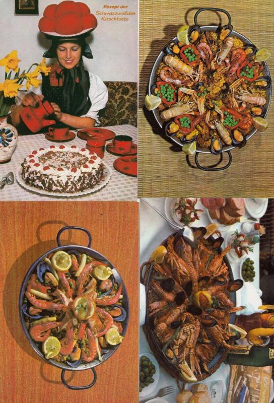 Paella Seafood 4x Recipe & Continental Dish Postcard s