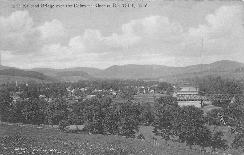 Deposit New York~Erie Railroad Bridge over Delaware River~1920s Albertype Pc