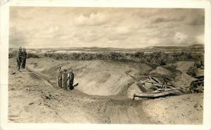 RPPC Postcard Army Corps of Engineers building Canal or Road Vale OR Malheur Co.