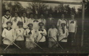 Normal IL Cancel - Girls Field Hockey Team 1910 Real Photo Postcard