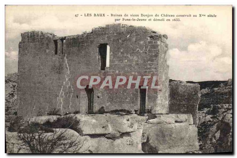 Old Postcard Les Baux old ruins of Chateau du Donjon built in the thirteenth ...