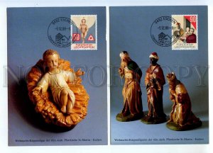 440855 Liechtenstein 1988 First Day maxi-card Christmas christianity sculptures