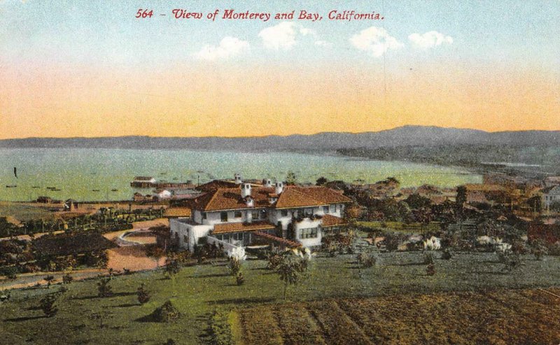 View of Monterey & Bay, California c1910s Mitchell Vintage Postcard