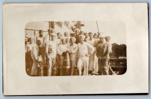 c1910's US Navy Sailors Ship RPPC Photo Unposted Antique Postcard