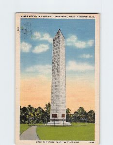 Postcard Kings Mountain Battlefield Monument, Kings Mountain, North Carolina