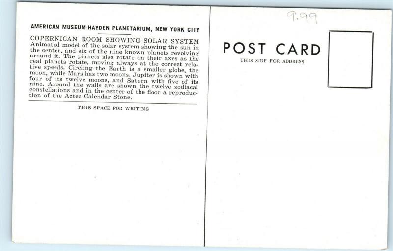 American Museum Hayden Planetarium New York City NYC Vintage Postcard D94