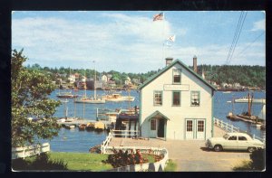 Boothbay Harbor, Maine/ME Postcard, Head On View Of Yacht Club, 1960's?