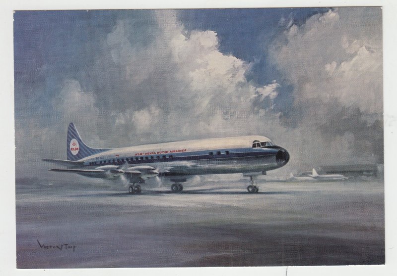 P3066, vintage postcard airplane KLM,S royal-dutch lockeed prop-jet electra