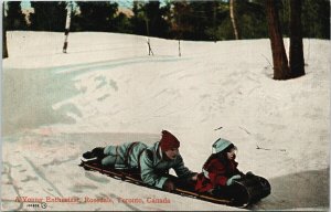 Tobogganing Rosedale Toronto ON Ontario Postcard F67