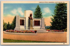 Vtg Gettysburg Pennsylvania PA Lincoln Speech Memorial 1930s View Linen Postcard