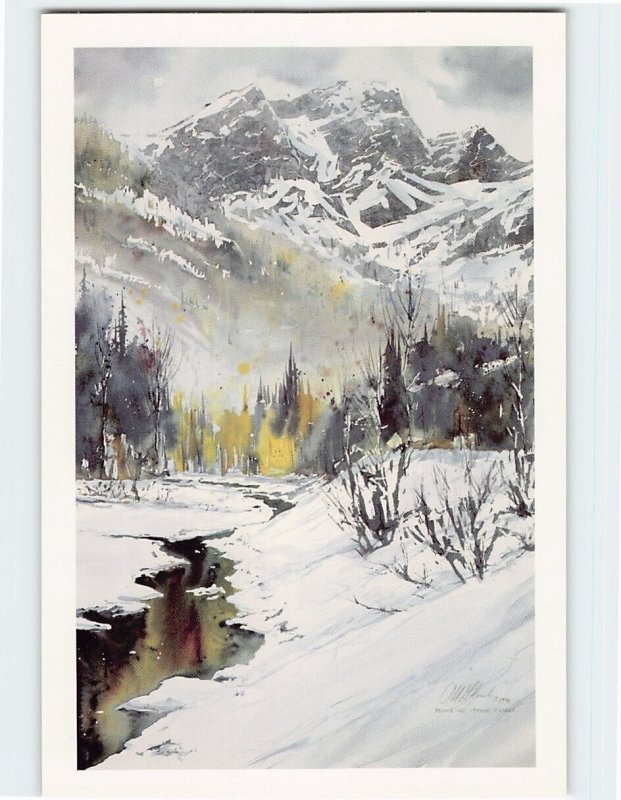 Postcard Snow River Trees Landscape Scenery By Curtis M. Golomb, Canada