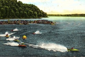 1940s ANNUAL SPEED BOAT RACES KENTUCKY LAKE W. TENNESEE KENTUCKY POSTCARD 44-85